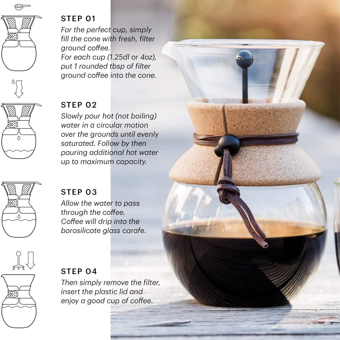Cafetera de goteo (Bodum Pour Over, 1 litro)