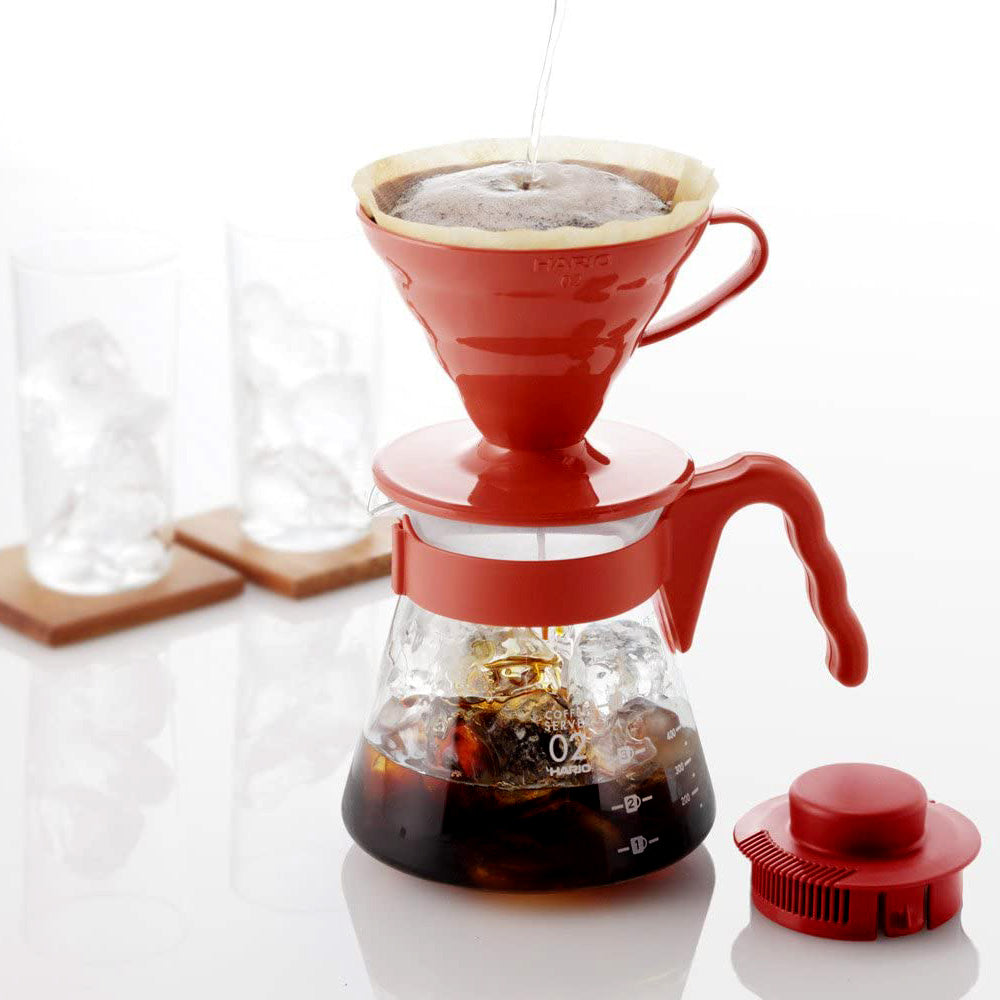 Cafetera Hario V60 con Jarra y Filtros (Dripper Rojo #02)
