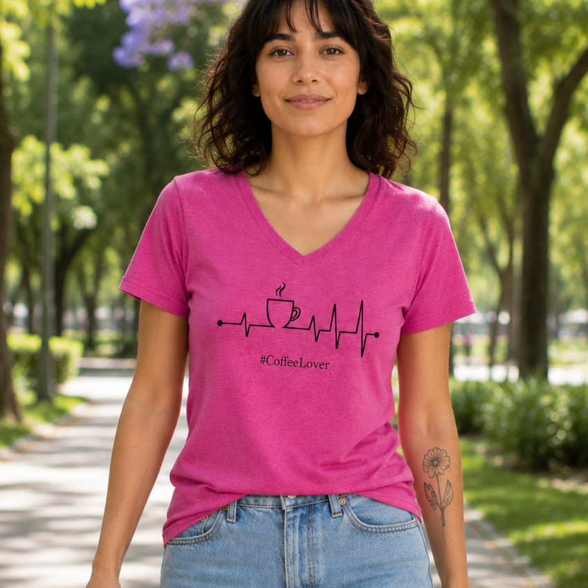 Playera #CoffeeLover Glitter para Mujer