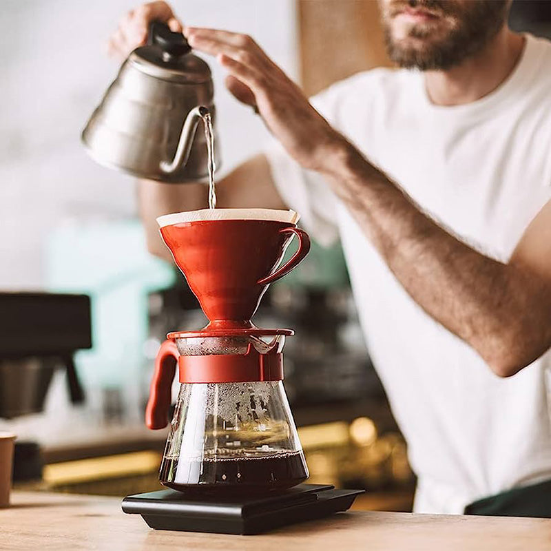 Cafetera Hario V60 con Jarra y Filtros (Dripper Rojo #02)