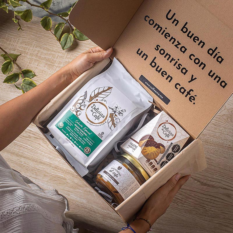 kit de regalo con cajeta de café