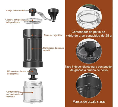 Molino de Café Manual con Muelas de Cerámica