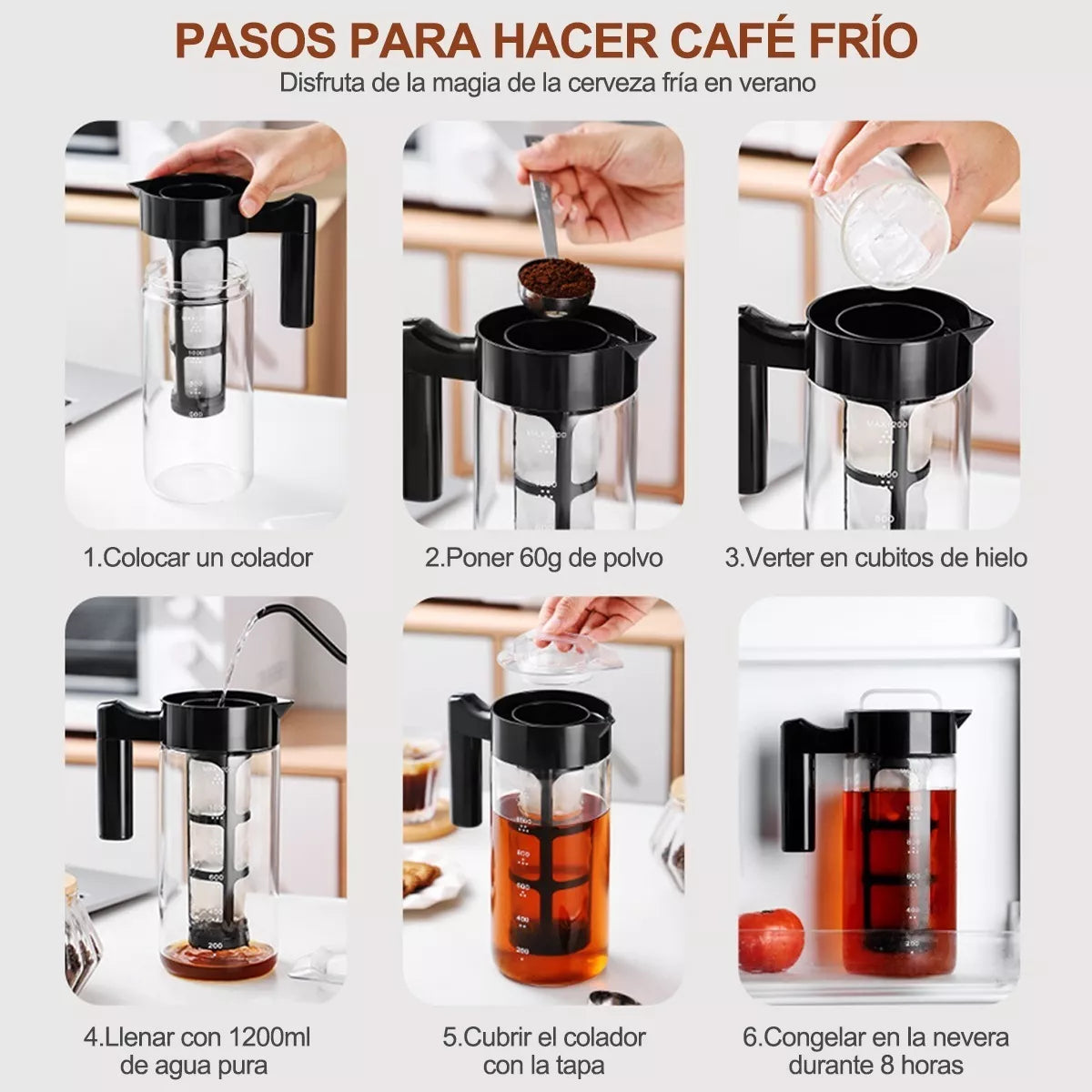 Cafetera para Cold Brew (Café frío, 1300ml)