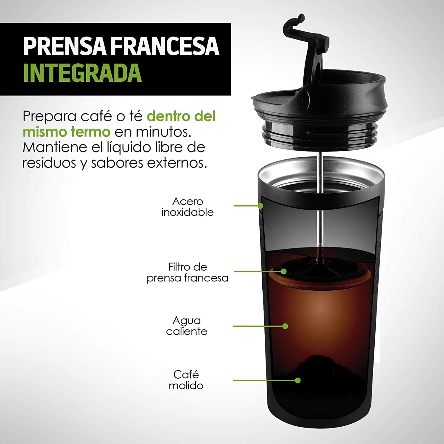 Termo Para Cafe Te Agua Caliente Acero Inoxidable Mantiene Horas Jarra  Regalo US