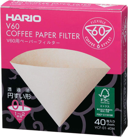 Cafetera Dripper Hario V60 (#01) + Pack de 40 filtros